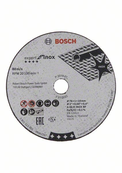 Rezna ploča Expert for Inox Bosch 2608601520, A 60 R INOX BF; 76 mm; 1 mm; 10 mm - slika 2