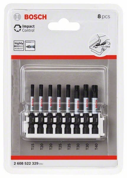 Pakovanje Impact Control nastavaka za odvrtače, 8-delno, 1xT15;2xT20;2xT25;2xT30;1xT40 Bosch 2608522329 - slika 2