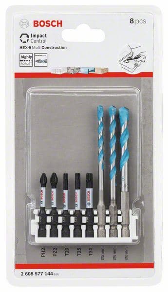 Hex-9 MultiConstruction 5,6,8mm; Impact Power bit 50mm PH2, PZ2, T20, T25, T30 Bosch 2608577144 - slika 2