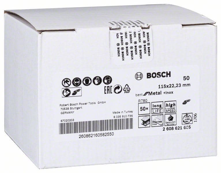 Brusni fiber disk R780, Best for Metal + Inox Bosch 2608621605, 115 x 22,23 mm, G50