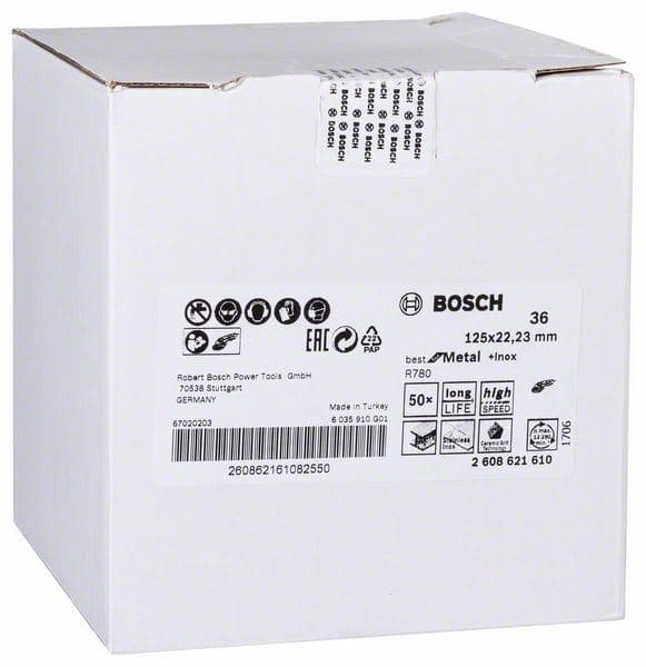 Brusni fiber disk R780, Best for Metal + Inox Bosch 2608621610, 125 x 22,23 mm, G36