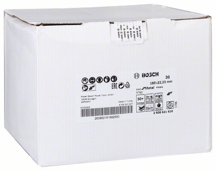 Brusni fiber disk R780, Best for Metal + Inox Bosch 2608621616, 180 x 22,23 mm, G36