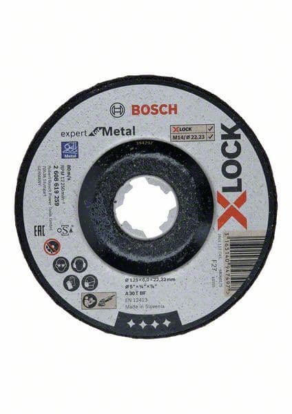 X-LOCK Expert for Metal 125x6x22,23 za uvučeno brušenje Bosch 2608619259, A 30 T BF, 125 mm, 6,0 mm