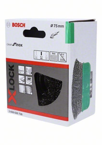X-LOCK talasasta lončasta četka 75 nerđajući čelik Bosch 2608620728, 75 mm, 0,3 mm, X-LOCK - slika 2