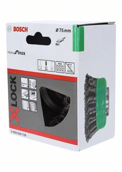 X-LOCK lončasta četka 75 nerđajući čelik Bosch 2608620729, 75 mm, 0,5 mm, X-LOCK - slika 2