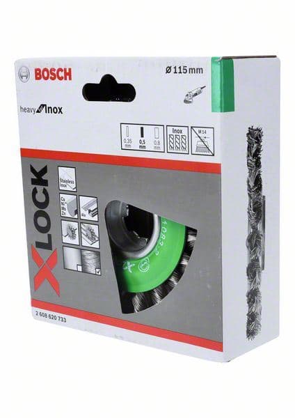 X-LOCK točak od pletene žice, 115 nerđajući čelik Bosch 2608620733, 115 mm, 0,5 mm, X-LOCK - slika 2