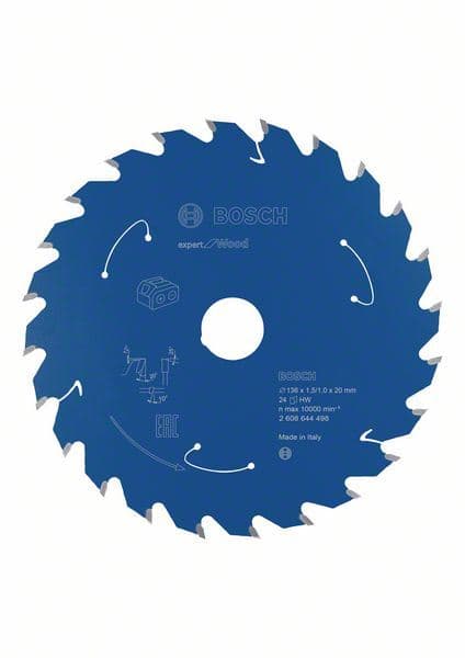 Expert za drvo list kružne testere za akumulatorske testere 136x1.5/1x20 T24 Bosch 2608644498 - slika 2