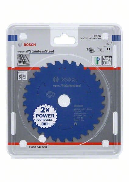 Expert for Stainless Steel list kružne testere za akumulatorske testere 136x1.5/1.2x20 T30 Bosch 2608644530, 136x1.5/1.2x20 T30