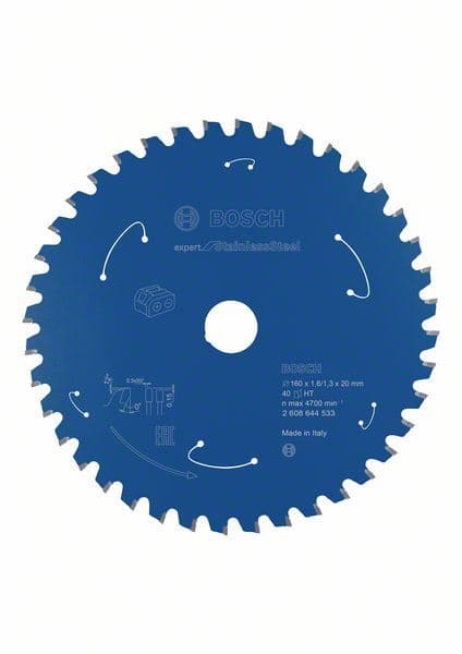 Expert for Stainless Steel list kružne testere za akumulatorske testere 160x1.6/1.3x20 T40 Bosch 2608644533 - slika 2