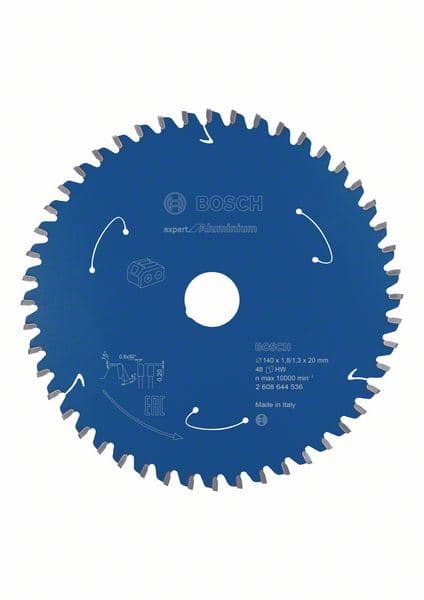 Expert for Aluminium list kružne testere za akumulatorske testere 140x1.8/1.3x20 T48 Bosch 2608644536, 140x1.8/1.3x20 T48 - slika 2