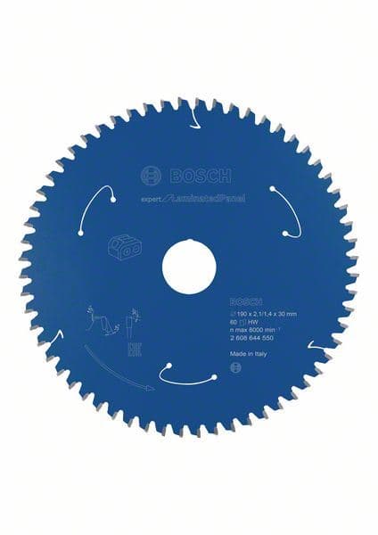Expert for Laminated Panel list kružne testere za akumulatorske testere 190x2.1/1.4x30 T60 Bosch 2608644550 - slika 2