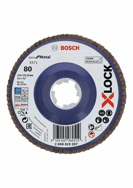 X-LOCK lamelne ploče, ravna verzija, plastična ploča, Ø115 mm, G 80, X571, Best for Metal, 1 komad Bosch 2608619207, D= 115 mm; G= 80, ravna - slika 2