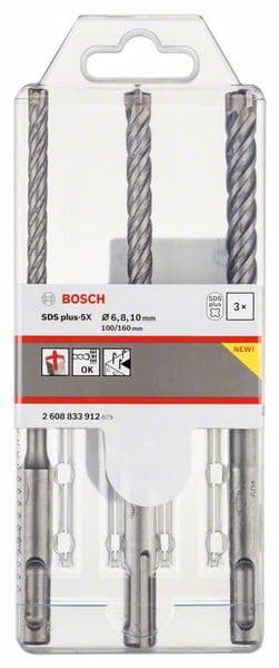 3-delni set hamer burgija SDS plus-5X Bosch 2608833912, 6; 8; 10 mm