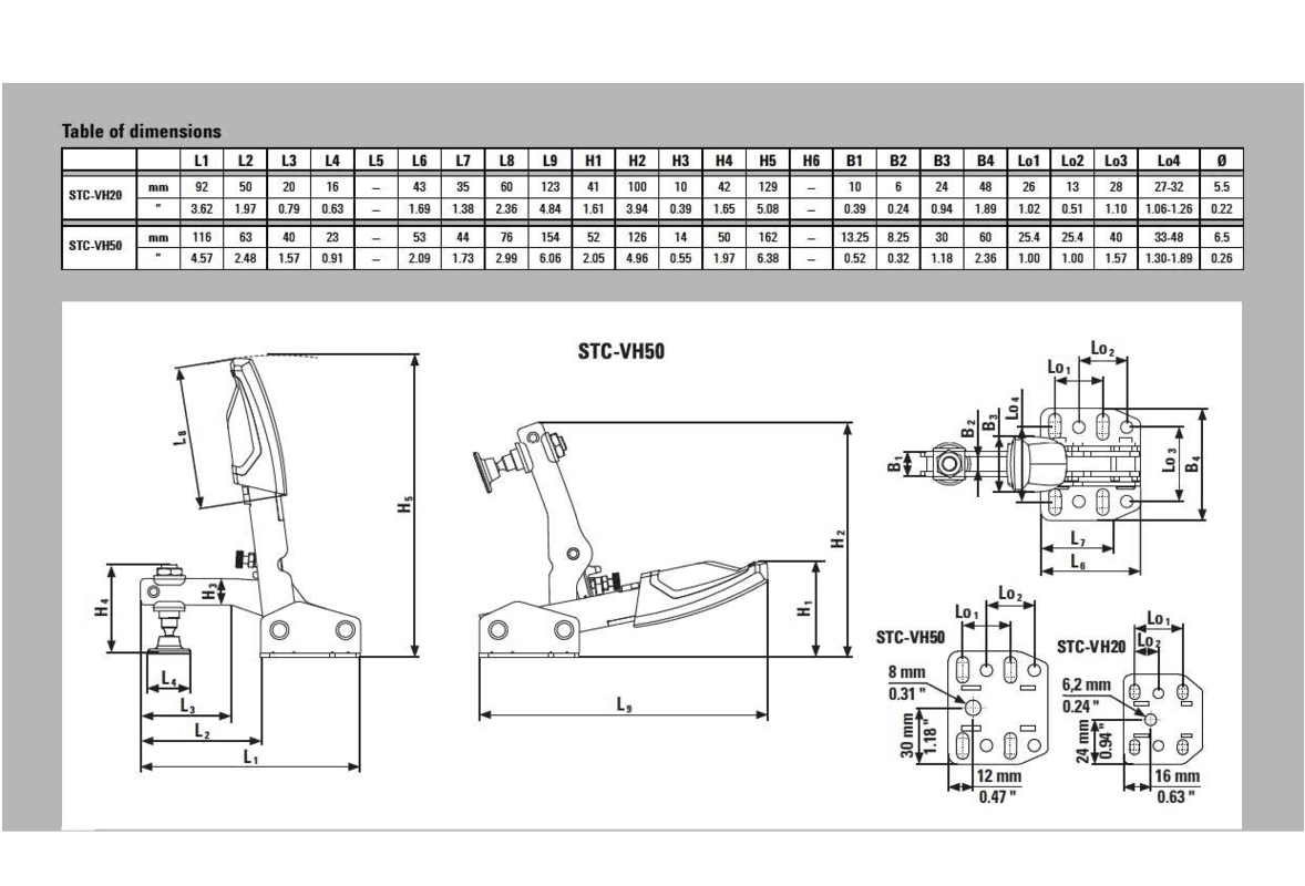 Bessey STC-VH20 Vertikalna preklopna stega sa otvorenim zglobom i horizontalnom pločom - slika 5