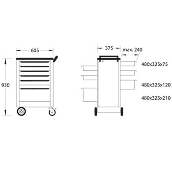 Gedore kolica za alat sa 6 dvosmernih fioka 1578, 9018140 - slika 7
