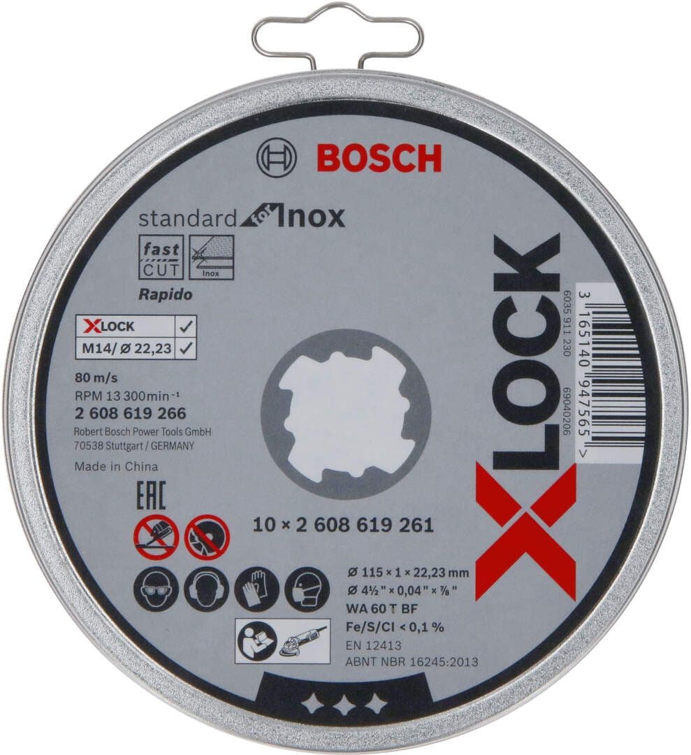 X-LOCK Standard for Inox 10 komada 115x1x22,23 mm za ravno sečenje Bosch 2608619266, WA 60 T BF, 10 x 115 x 1 x 22.23 mm