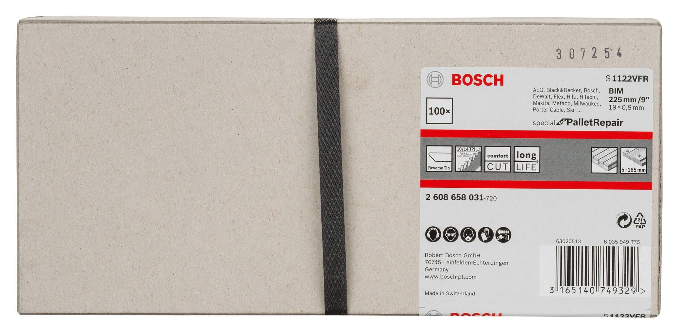 List univerzalne testere S 1122 VFR Bosch 2608658031, Special za Pallet Repair