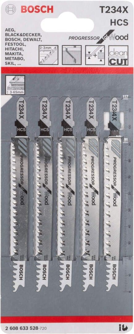 List ubodne testere T 234 X Bosch 2608633528, Progressor za Drvo, 5 komada - slika 2