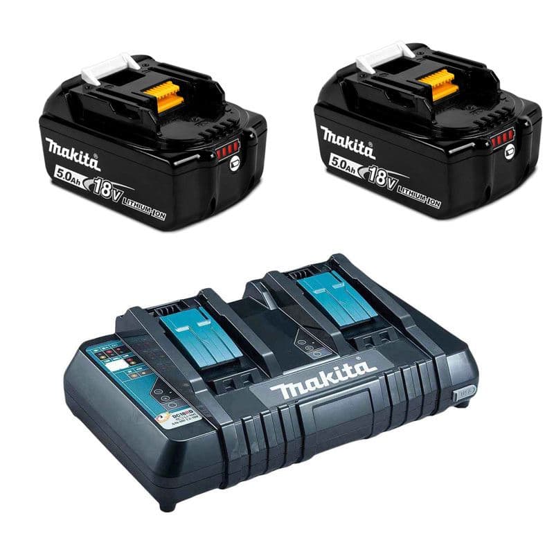Makita SET 10 - 2 baterije 18V 5.0Ah BL1850B + dupli punjač DC18RD