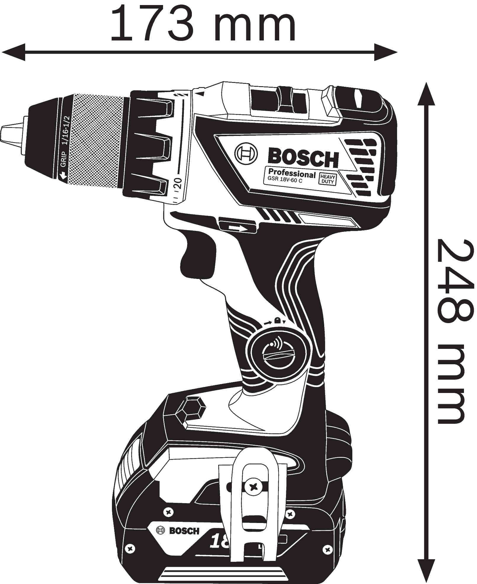 Bosch GSR 18V-60 C Akumulatorska bušilica-odvrtač, 2x4.0Ah - slika 19