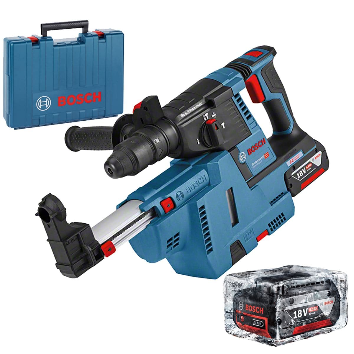 Bosch GBH 18V-26 + GDE 18V-16 Akumulatorski elektro-pneumatski čekić / bušilica, 2x6.0Ah - slika 19