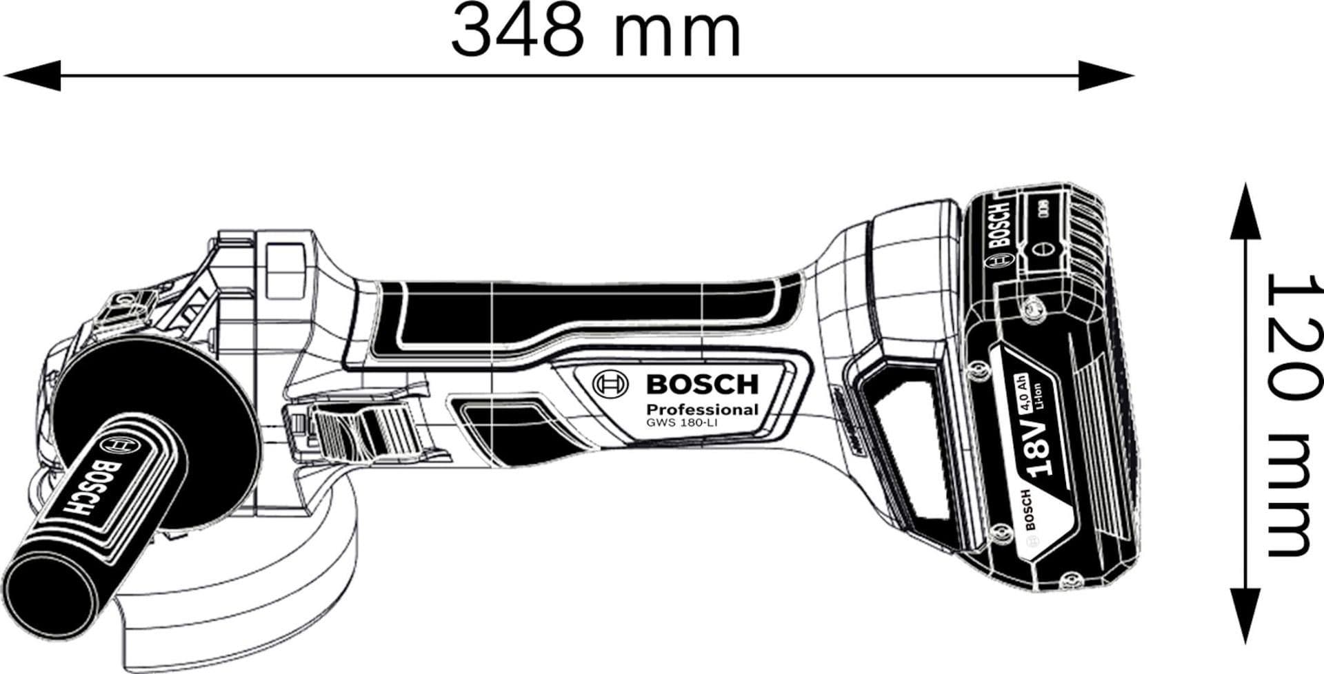 Bosch GWS 180-Li Akumulatorska ugaona brusilica, 2x4.0Ah - slika 3