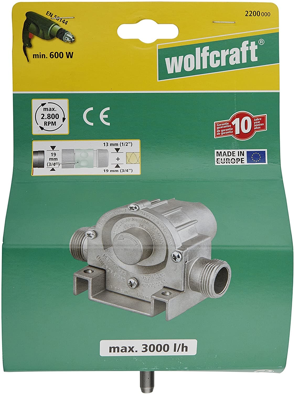 Wolfcraft Pumpa za vodu na bušilicu 3.000l/h, 2200000 - slika 2