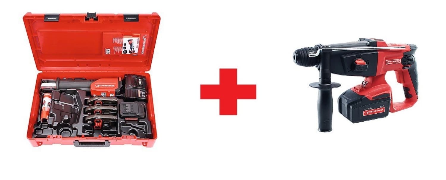 Set ROMAX 4000 Rothenberger 1000002284 press uređaj 18V, 4.0Ah + 3 M15-22-28 + akumulatorski čekić RO RH400 - slika 3