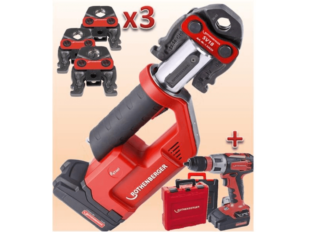 Set Rothenberger 1000002287 ROMAX Compact TT press uređaj + SV15-22-28 + aku. udarna bušilica RO DD60, 18V, 2.0Ah - slika 4