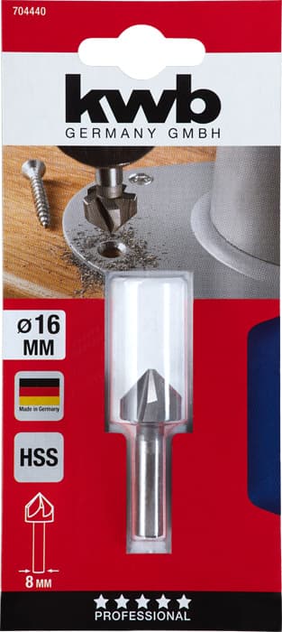  KWB 49704440 HSS upuštač za metal 16x8, 90 stepeni, 5 sečiva - slika 2