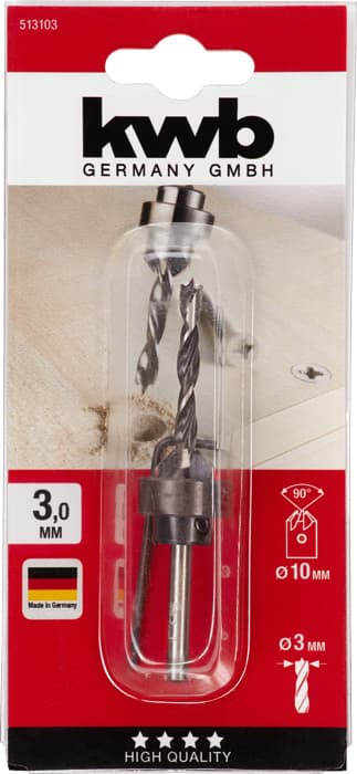  KWB 49513103 CrV burgija za drvo 3 sa upuštačem, graničnik dubine - slika 2