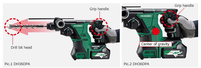 Akumulatorska SDS-Plus udarna bušilica Hikoki DH36DPA, 36V/18V, bez baterija - slika 2