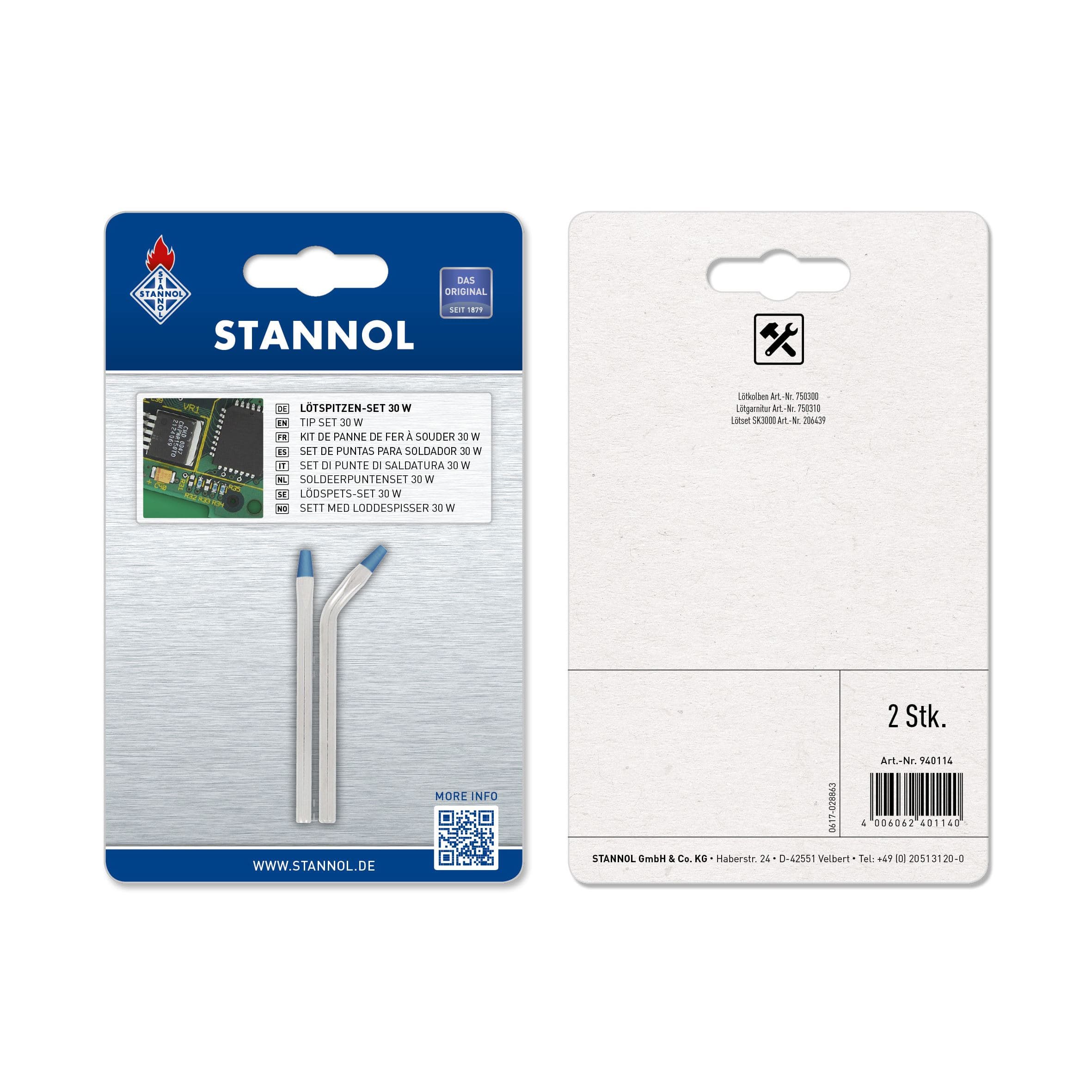 Garnitura bakarnih nastavaka ravni, savijeni, niklovani Stannol 940114, za lemilicu 30W - slika 2