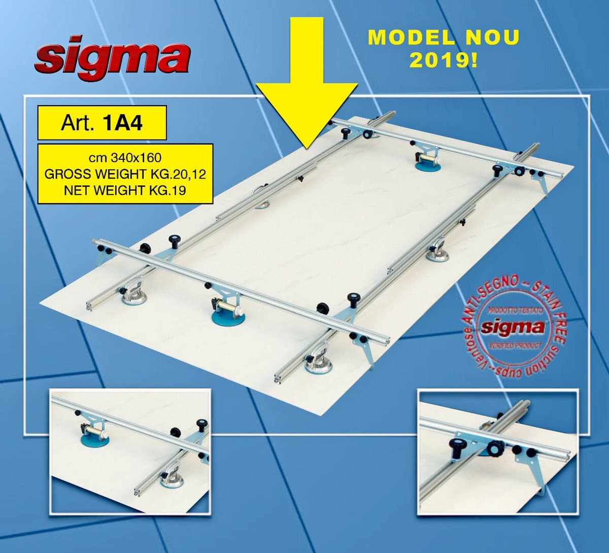 Sigma Kera Lift 1A4 sistem za nošenje, vakuumske hvataljke sa aluminijumskim šinama - slika 2