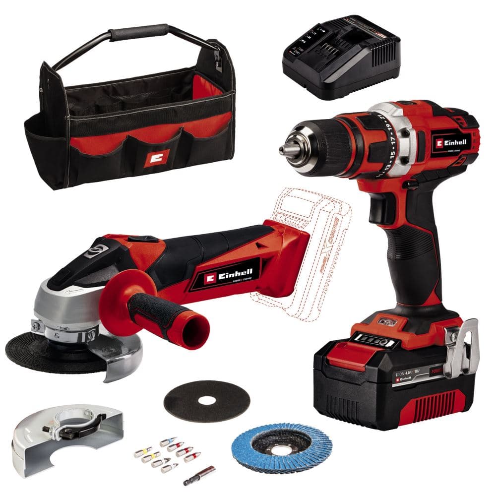 Einhell TE-TK 18/2 Li Kit (CD+AG) Akumulatorska bušilica i brusilica Set, 4,0 Ah - slika 2