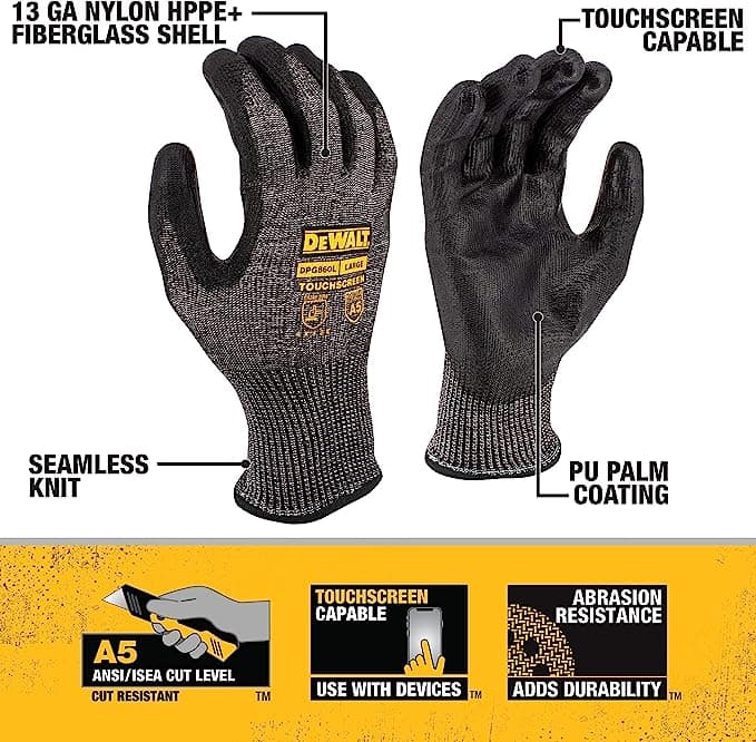 DeWalt DPG860L zaštitne rukavice A5 nivoa zaštite protiv posekotina, sa Touchscreen mogućnošću - slika 5