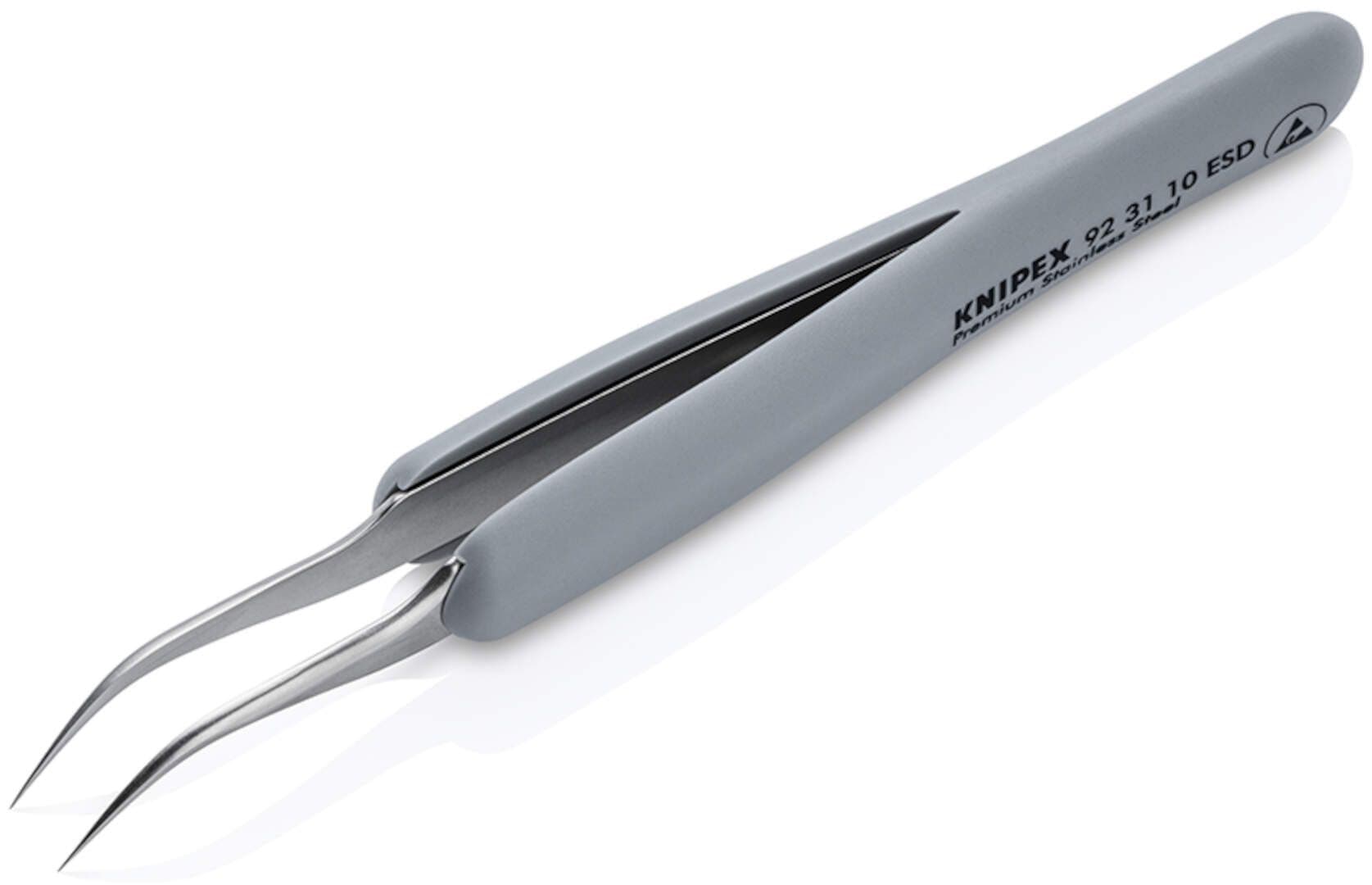 Knipex 92 31 10 ESD Precizna zakrivljena pinceta sa gumiranim ručkama - slika 3