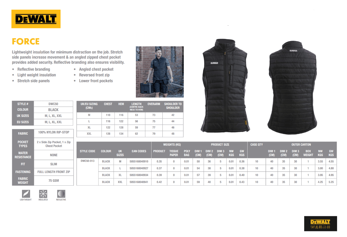 DeWalt DWC50-013 Force crni prsluk - slika 6