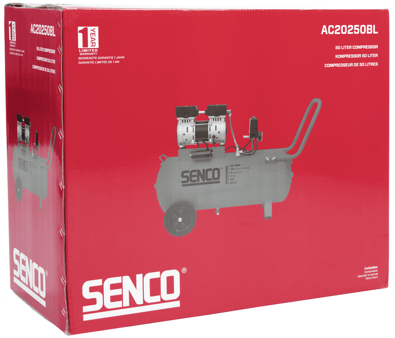 Senco AC20250BL-EU bezuljni, bešumni kompresor za vazduh, 50l, 9bar, 1.500W - slika 2