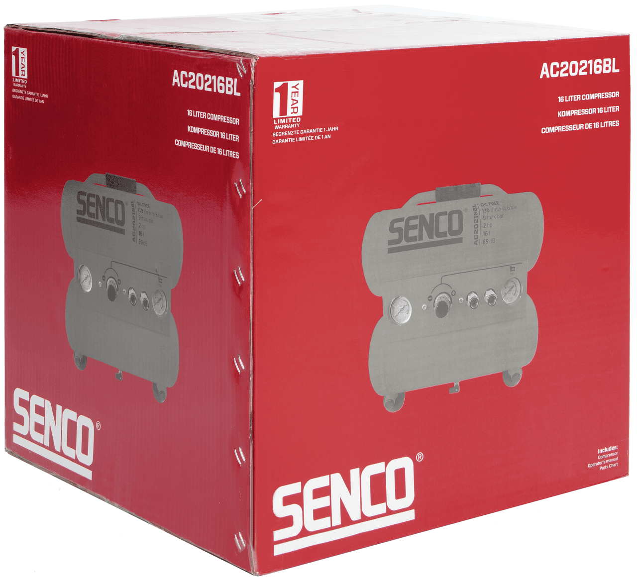 Senco AC20216BL-EU bezuljni, bešumni kompresor za vazduh, 16l, 9bar, 1.500W - slika 3