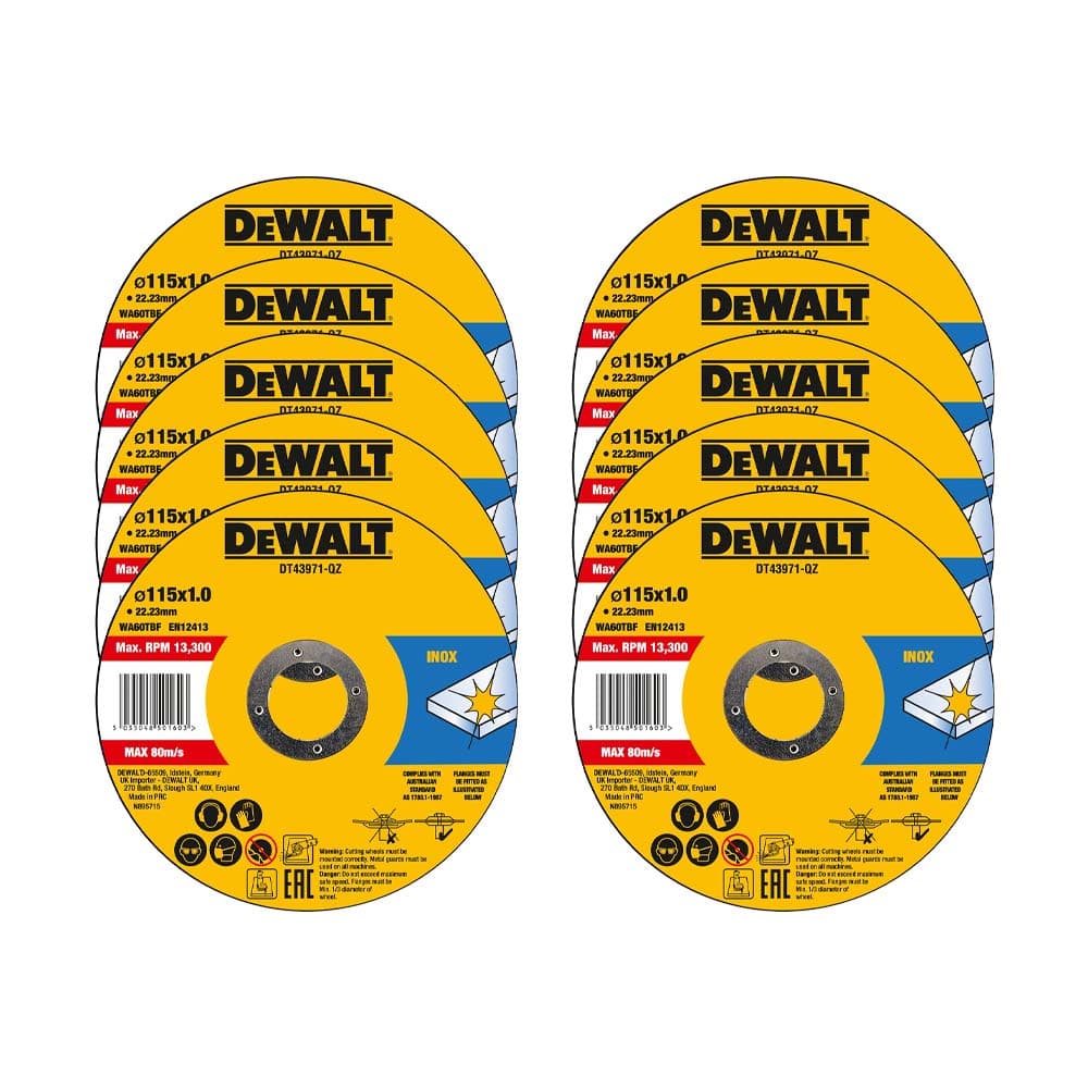 DeWalt DT43971 rezni disk za inox 115 x 1mm, 10 komada u aluminijumskom pakovanju