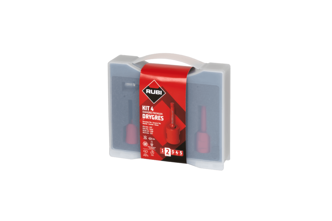 RUBI 51939 Set Premium burgija za keramiku za suvo bušenje 6, 8, 10, 12 mm sa adapterom za bušilice, M14 - slika 2