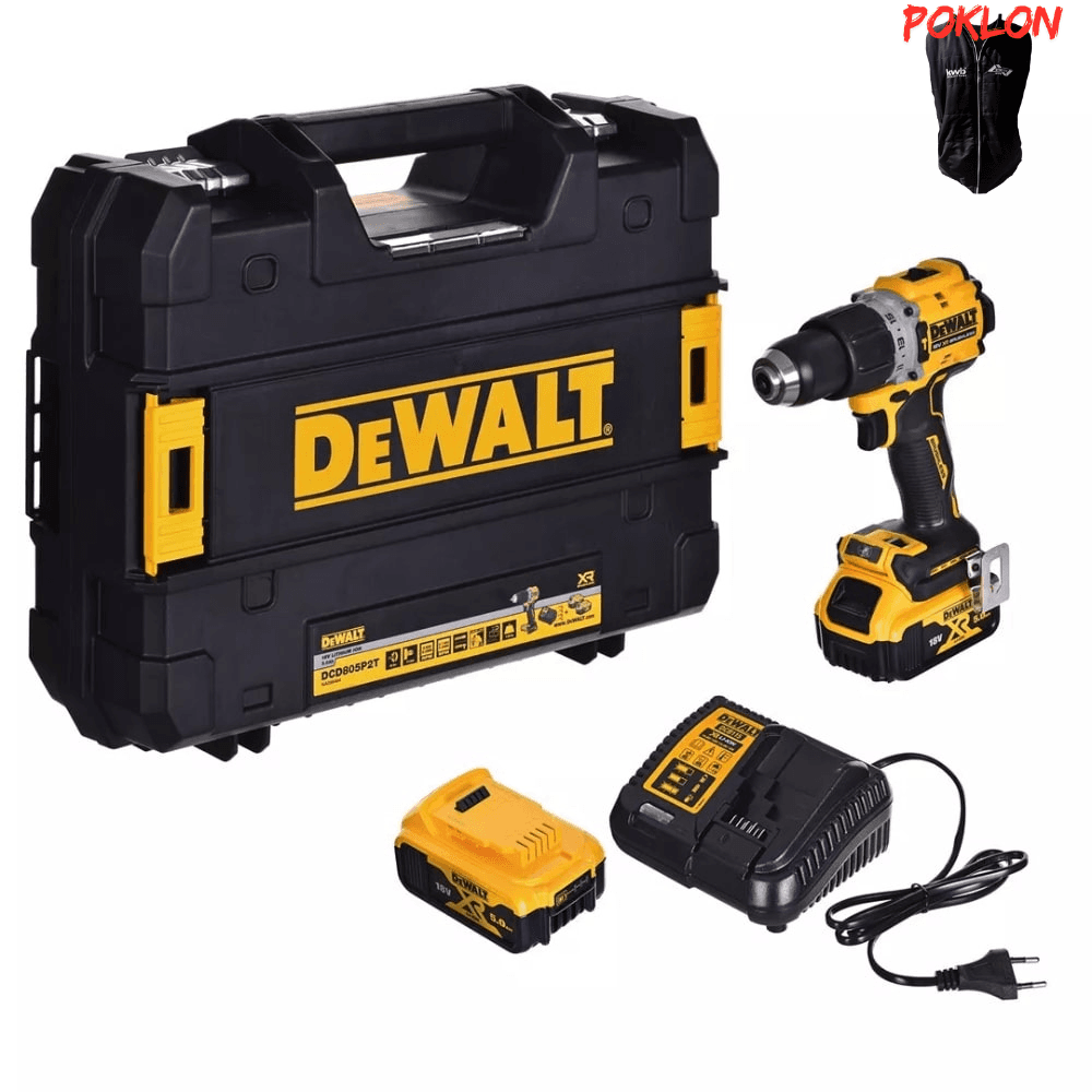 DeWalt DCD805P2T Aku udarna bušilica-odvijač 18V XR, 2x5.0Ah + kofer