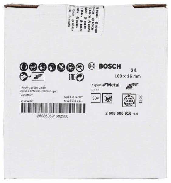 Brusni fiber disk R444, Expert for Metal Bosch 2608606916, 100 mm, 16 mm, 24
