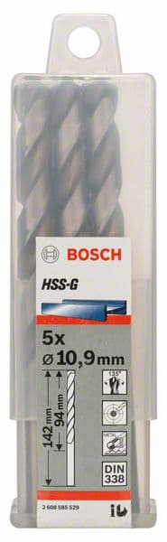 Burgija za metal HSS-G, DIN 338 Bosch 2608585529, 10,9 x 94 x 142 mm