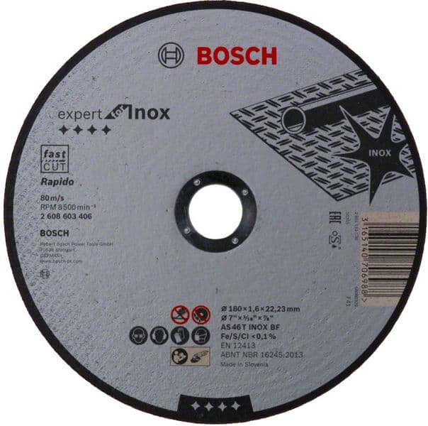 Rezna ploča ravna Expert for Inox - Rapido Bosch 2608603406, AS 46 T INOX BF, 180 mm, 1,6 mm
