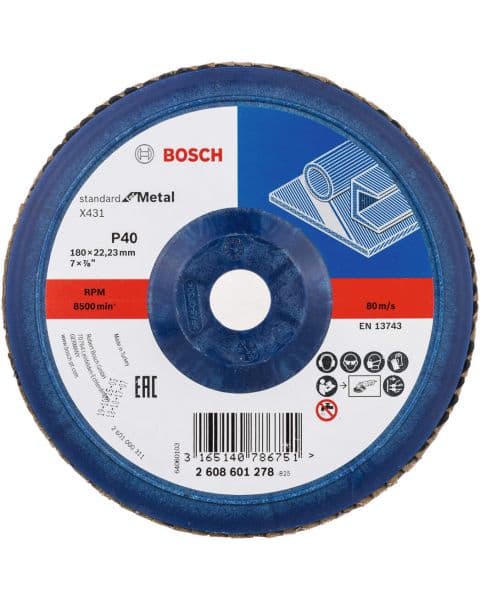 Bosch lamelni brusni disk X431, Standard for Metal 180 mm, 22,23 mm, 40 - 2608601278