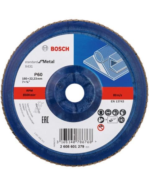 Bosch lamelni brusni disk X431, Standard for Metal 180 mm, 22,23 mm, 60 - 2608601279