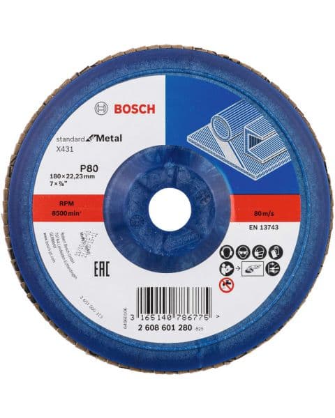 Bosch lamelni brusni disk X431, Standard for Metal 180 mm, 22,23 mm, 80 - 2608601280