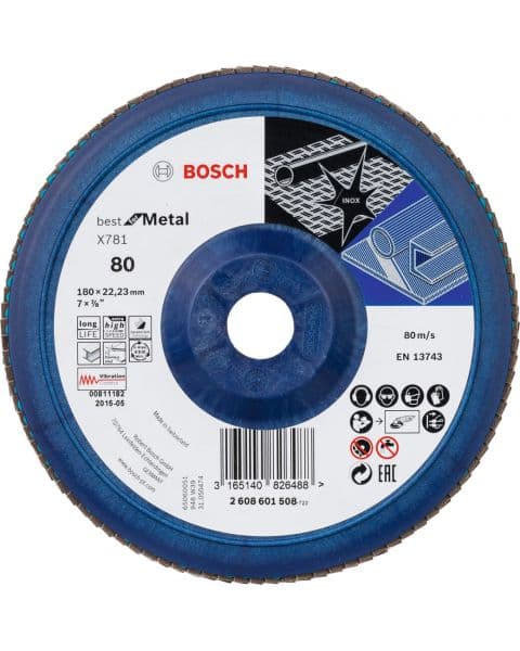 Bosch lamelni brusni disk X781, Best for Metal 180 mm, 22,23 mm, 80 - 2608601508
